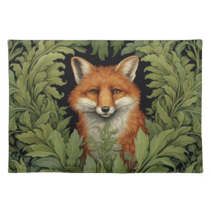 Art nouveau fox in the forest cloth placemat