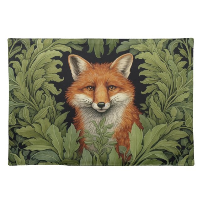 Art nouveau fox in the forest cloth placemat (Front)