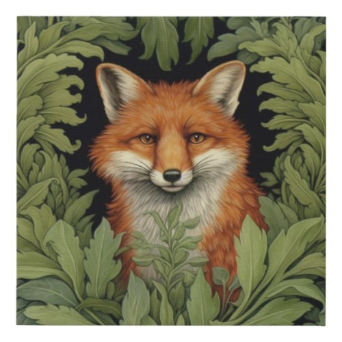 Art nouveau fox in the forest faux canvas print