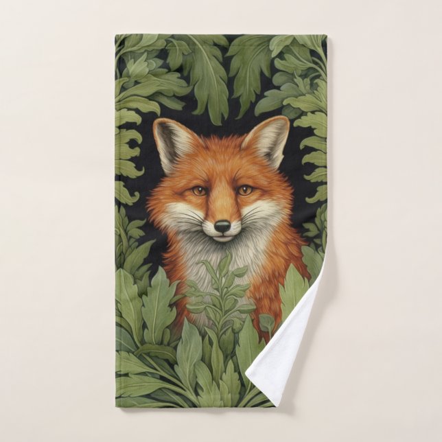 Art nouveau fox in the forest hand towel  (Hand Towel)