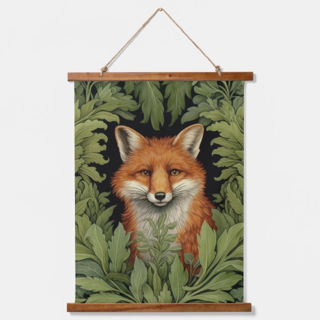 Art nouveau fox in the forest hanging tapestry (Front)
