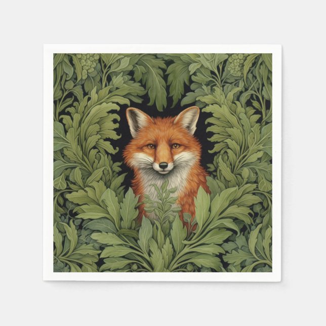 Art nouveau fox in the forest napkins (Front)