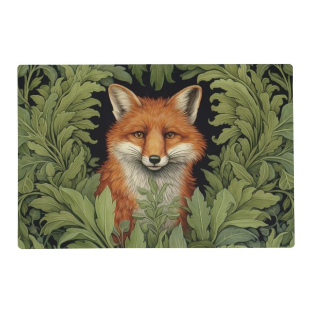 Art nouveau fox in the forest placemat (Back)