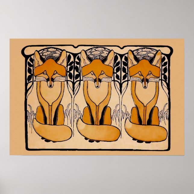 Art nouveau foxes poster (Front)