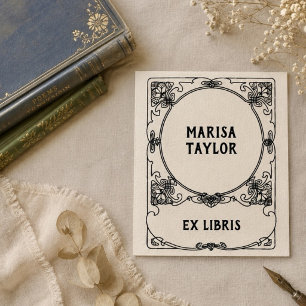 Art nouveau frame ex libris rubber stamp