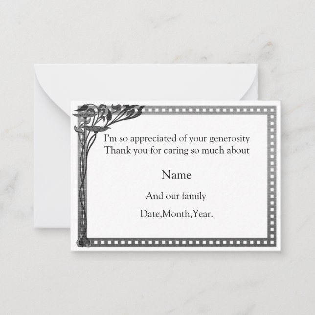 Art Nouveau Frame Thank You Card (Front)