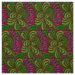 Art Nouveau Free-Form Swirls - Green and Magenta Fabric
