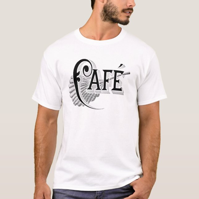 Art Nouveau French Cafe Coffee shop logo T-Shirt (Front)