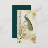 art nouveau  french lily vintage birdcage peacock business card (Front/Back)