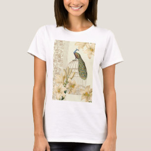 art nouveau french lily vintage birdcage peacock T-Shirt
