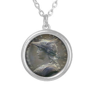 Art Nouveau French Medallion Silver Plated Necklace