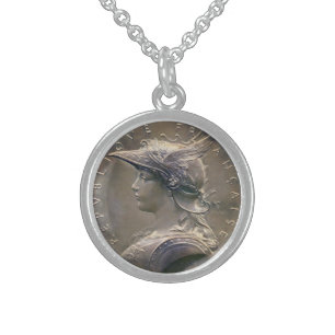 Art Nouveau French Medallion Sterling Silver Necklace