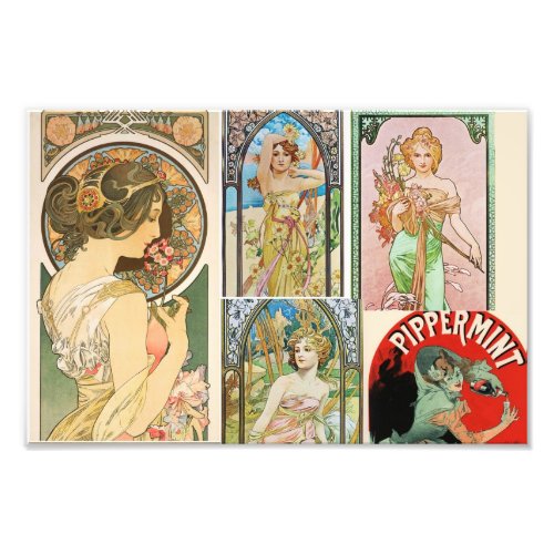 Art Nouveau French Women Art Mosaic Photo Print