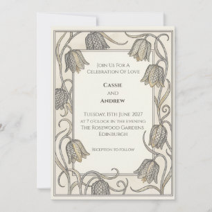 Art Nouveau Fritillaria Floral Wedding Invitation