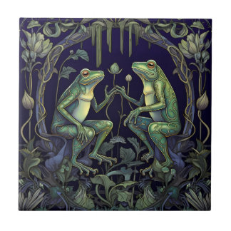 Art Nouveau Frogs Tile (Swamp Collection)