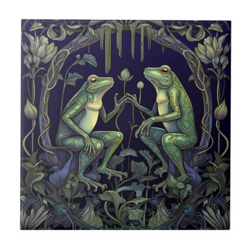 Art Nouveau Frogs Tile Swamp Collection