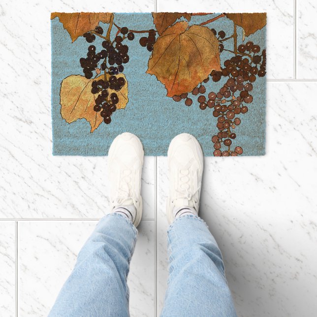 Art Nouveau Frost Grapes Fiber Doormat (Insitu)