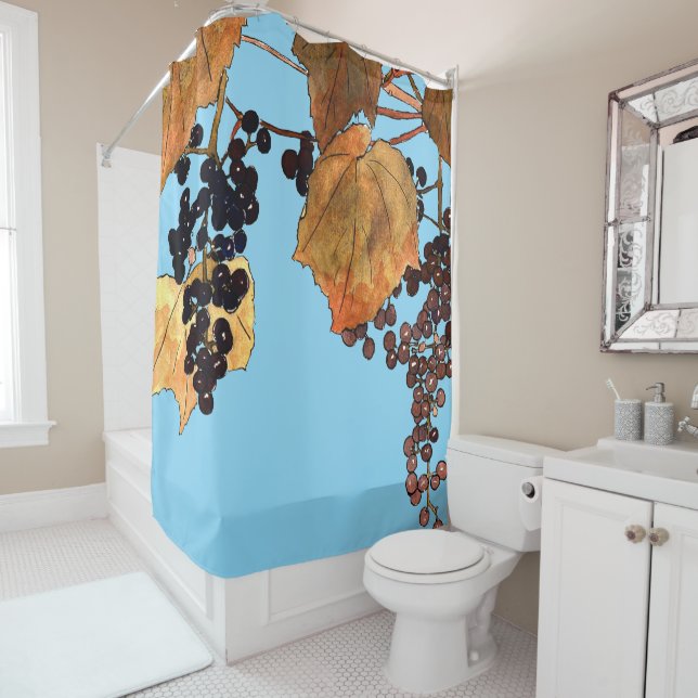 Art Nouveau Frost Grapes Shower Curtain (In Situ)