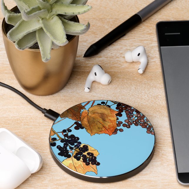 Art Nouveau Frost Grapes Wireless Charger (Desk 2)