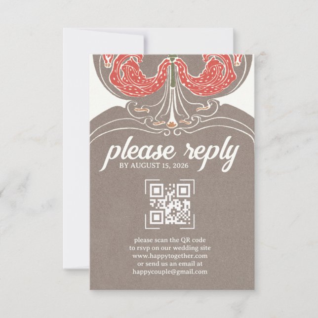 Art Nouveau Fuchsia Elegance RSVP Card (Front)