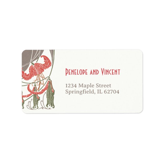 Art Nouveau Fuchsia Elegance Wedding Label (Front)