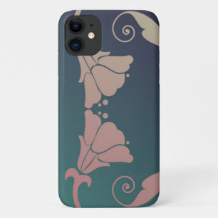 Art nouveau fuschia flower blue green pink iPhone 11 case
