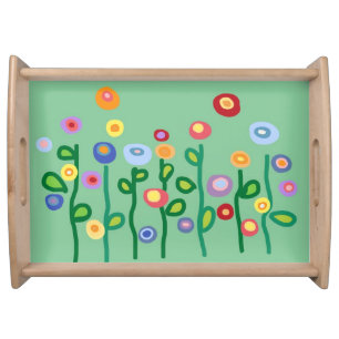 Art Nouveau garden flowers Serving Tray