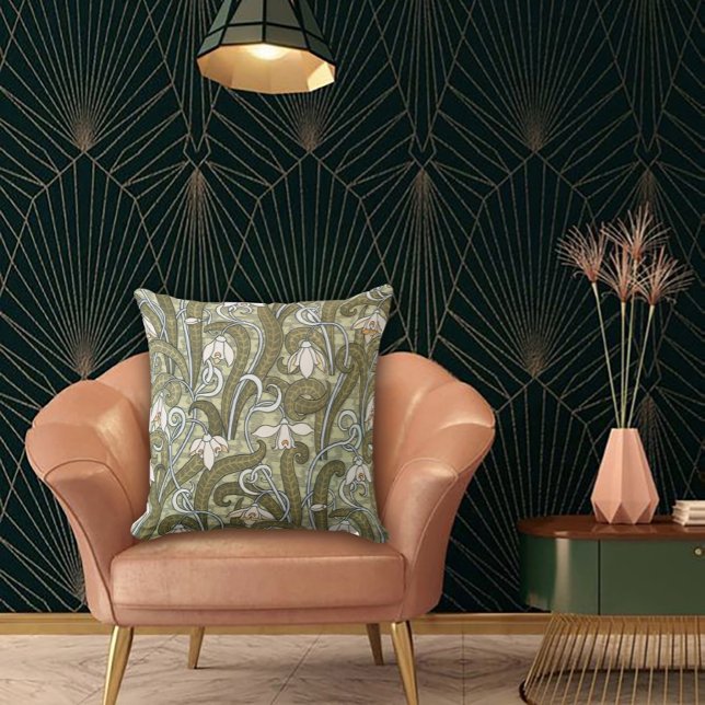 Art Nouveau Garden Muse Design Throw Pillow (Creator Uploaded)