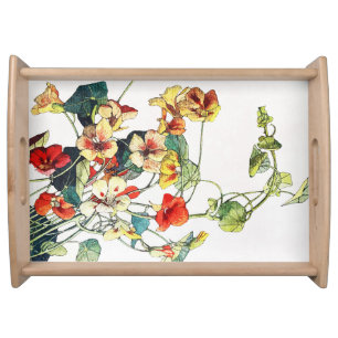 Art Nouveau Garden Nasturtium Flowers Serving Tray