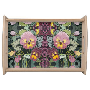 Art Nouveau Garden of Pansies Serving Tray