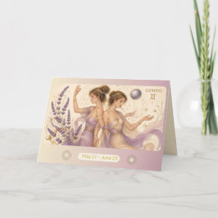 Art Nouveau Gemini Zodiac Greeting Card