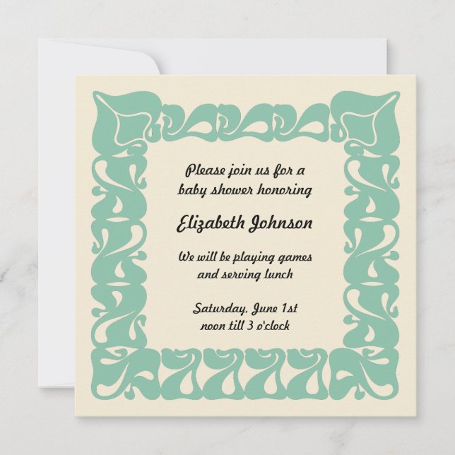 Art Nouveau Gender Neutral Baby Shower Invitation (Front)