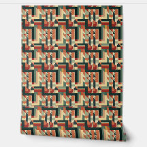 Art Nouveau Geometric Fall Colors Custom Wallpaper