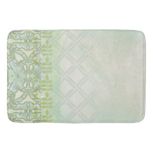 Art Nouveau Geometric Pattern Mint Aqua Bath Decor Bath Mat