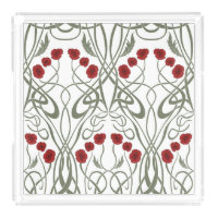 Art Nouveau Geometric Poppies and Sinuous Stems