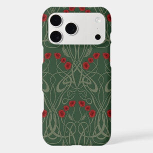Art Nouveau Geometric Poppies and Sinuous Stems iPhone 17 Pro Max Case