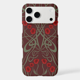 Art Nouveau Geometric Poppies and Sinuous Stems iPhone 17 Pro Max Case
