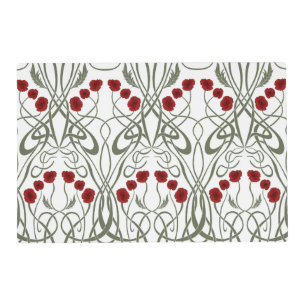 Art Nouveau Geometric Poppies and Sinuous Stems Placemat
