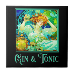 Art Nouveau Gin & Tonic Ceramic Tile