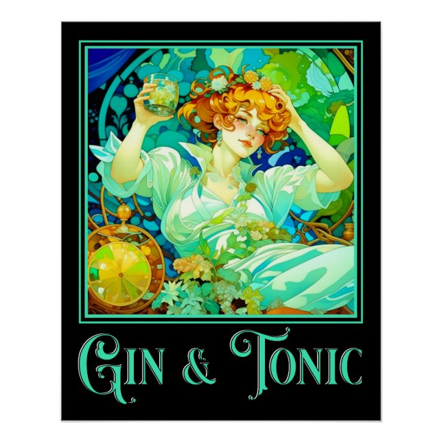 Art Nouveau Gin & Tonic Poster (Front)