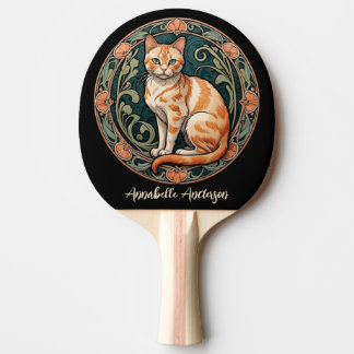 Art Nouveau Ginger Cat Personalize Ping Pong Paddle