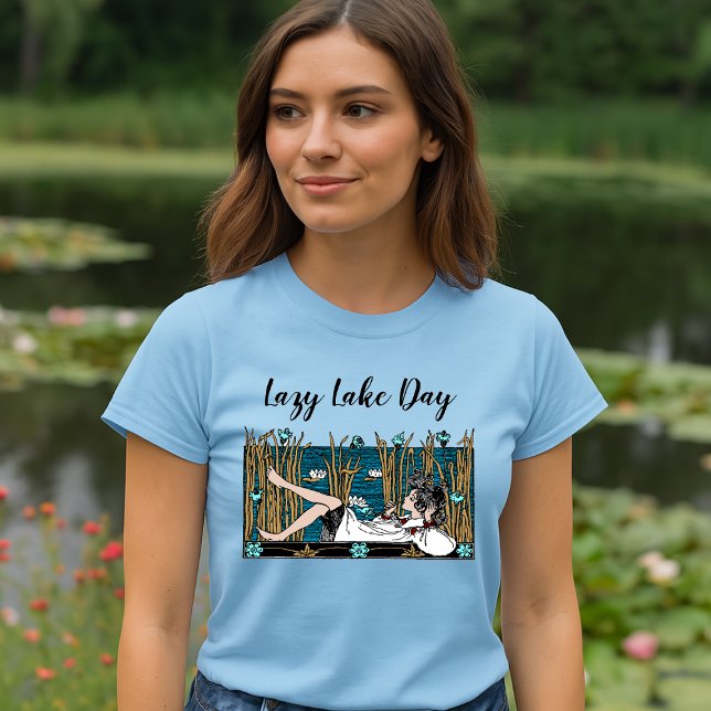 Art Nouveau Girl Relaxing By Lake T-Shirt (Creator Uploaded)