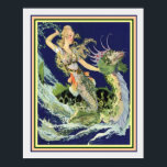 Art Nouveau "Girl & Sea Serpent" 16x20 Poster<br><div class="desc">Art Nouveau "Girl & Sea Serpent" Ca 1900</div>