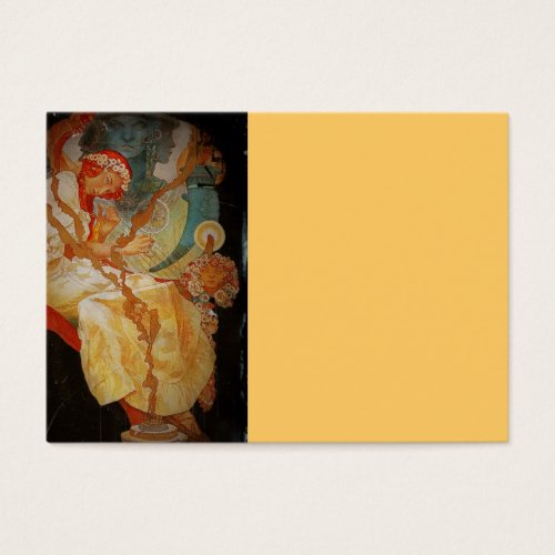 Art Nouveau Girl with Harp 1903 Business Card Templates