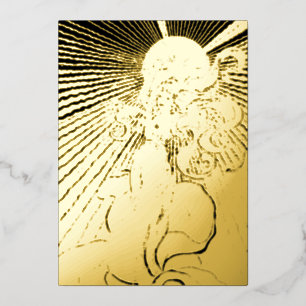 Art Nouveau Girl With Shining Star Quinceañera Foil Invitation