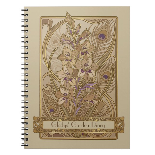 Art Nouveau Gladiolus italicus Notebook (Front)