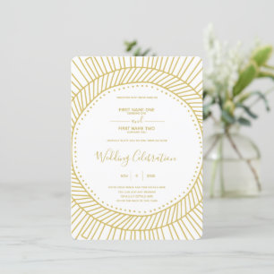 Art nouveau gold and white wedding invitation