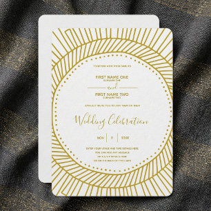 Art nouveau gold and white wedding invitation