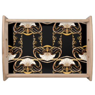 Art Nouveau: Gold Black Serving Tray