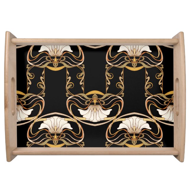 Art Nouveau: Gold Black Serving Tray (Front)